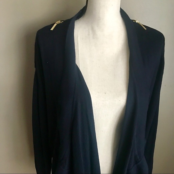 [MK] Navy Zippered Cardigan - Picture 3 of 3